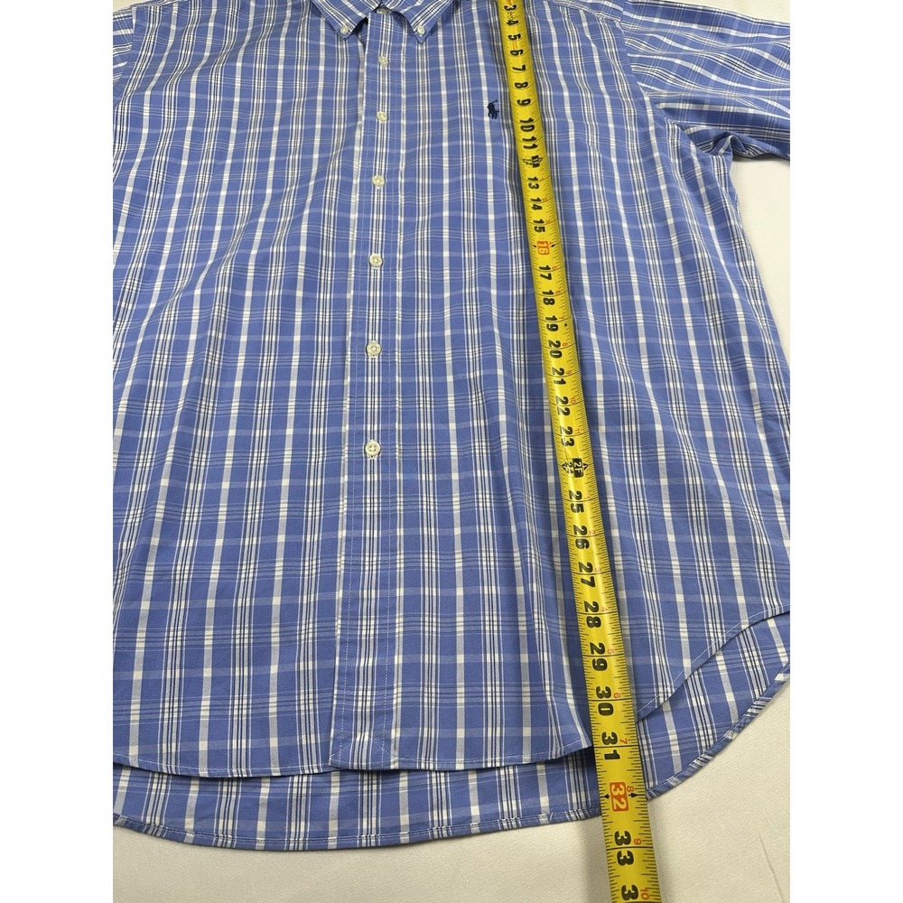 Ralph Lauren‎ Blake Blue Plaid Short Sleeve Shirt Cotton Casual Men Size L Work - Picture 5 of 6